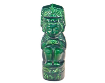 Kahlua Green Tiki Man | Mayan | Aztec decanter | bottle.
