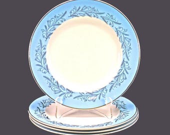 Vintage Washington Pottery Blue Riband dinner plates made in England.