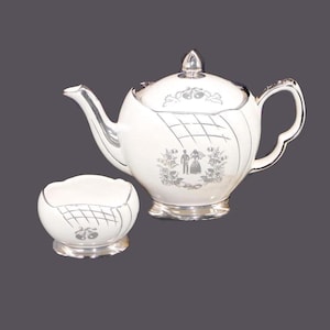 Vintage Royal Winton 'Our Wedding' Teapot & Sugar Bowl: Silver Anniversary China