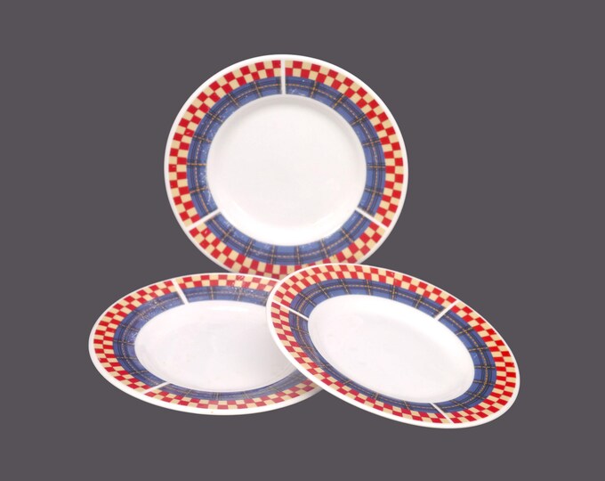 Three Oneida Calico Rooster stoneware bread plates | saucers.