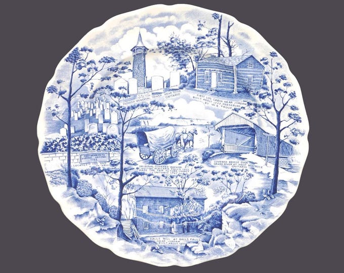 Johnson Brothers Pennsylvania German Folklore Society Ontario blue-and-white display plate made in England.