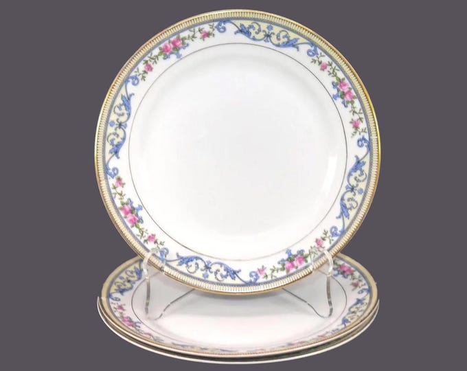 Three antique Morimura Noritake hand-painted Nippon Chanlake salad plates.