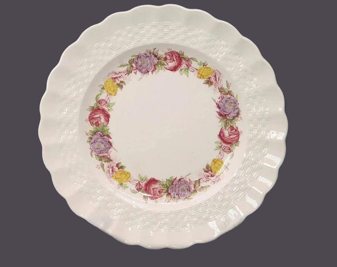 Spode Rose Briar bread plate. Chelsea wicker shape. Spode red mark. Made in England.