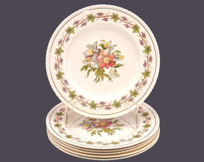 Seven antique Crown Ducal Riviera salad plates made in England. Flaws (see below).
