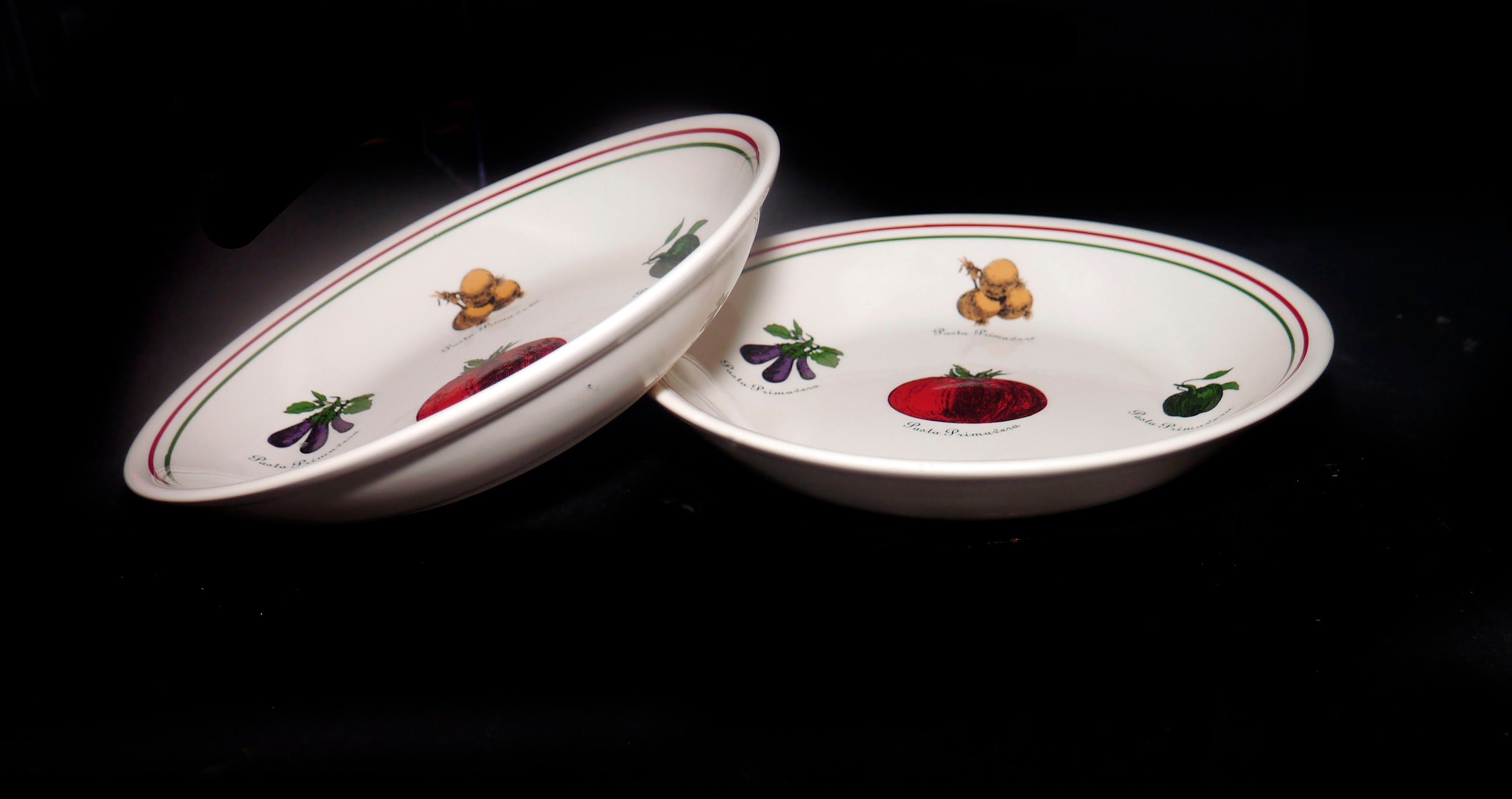 Pair of Certified International Pasta Primavera individual pasta bowls