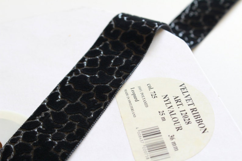 1 Yard Wide Luxurious Leopard Design Black Velvet Ribbon Trim|black ...