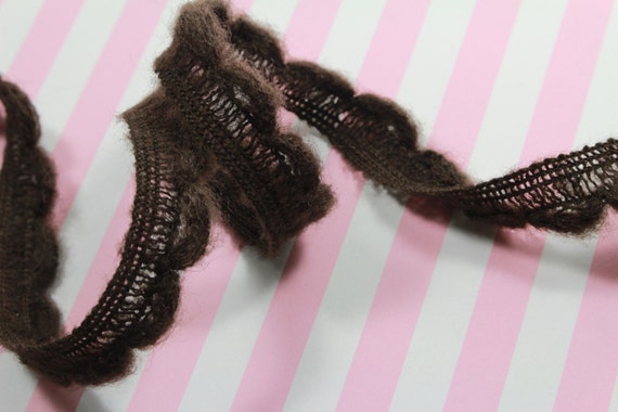 5 Yards~Brown Mohair crochet w// sequin Trim~Craft