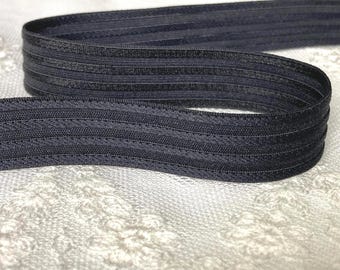 5/8" Width Black Semi-Sheer Stripe Elastic Trim Flat Elastic with Sheer Stripes, Black Elastic Band, Stretch Trim for DIY Lingerie Sewing