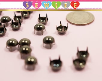Set of 100 6mm 4-Prong Dark Gunmetal Dome Nail head | Dome Nailhead Studs |Domed Pearlized | Dome Studs |DYI Studs|Multi Prong|Leather