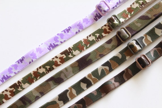 3/8w Sew in Camouflage Green Purple Adjustable Bra Straps With NO End  Hooks, Army Green Elastic Shoulder Strap for Bra Lingerie Supply 