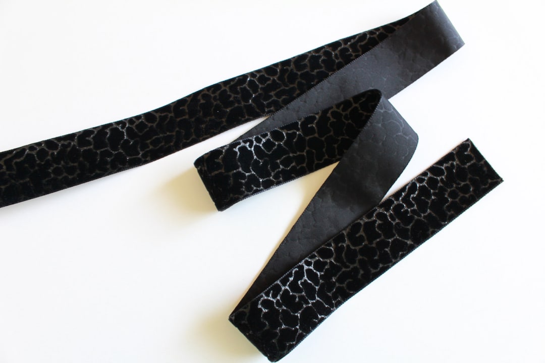 1 Yard Wide Luxurious Leopard Design Black Velvet Ribbon Trim|black ...