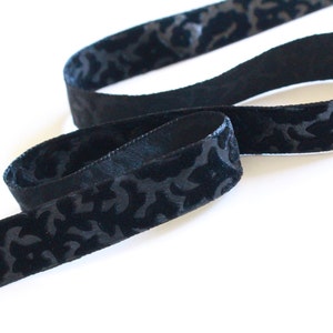 7/8&quot; & 5//8&quot; wide Luxurious Black Floral Velvet Ribbon Trim|Flower Design Velvet Ribbon|Ribbon Trim for Gift Wrap DIY Sewing Supplies Deco