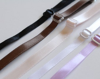 1/4" White|Lavender Purple|Brown Satin RIBBON Adjustable Sew In Spaghetti Lingerie BRA strap Straps Headband V1012