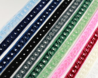 1yd 3/8&quot; Non Stretch Velvet Ribbon Trim - Baby Blue|Navy Blue|Blue|Black|Teal |Green|Pink|Burgundy|Ivory|White Velvet Trim Laser Cut Velvet
