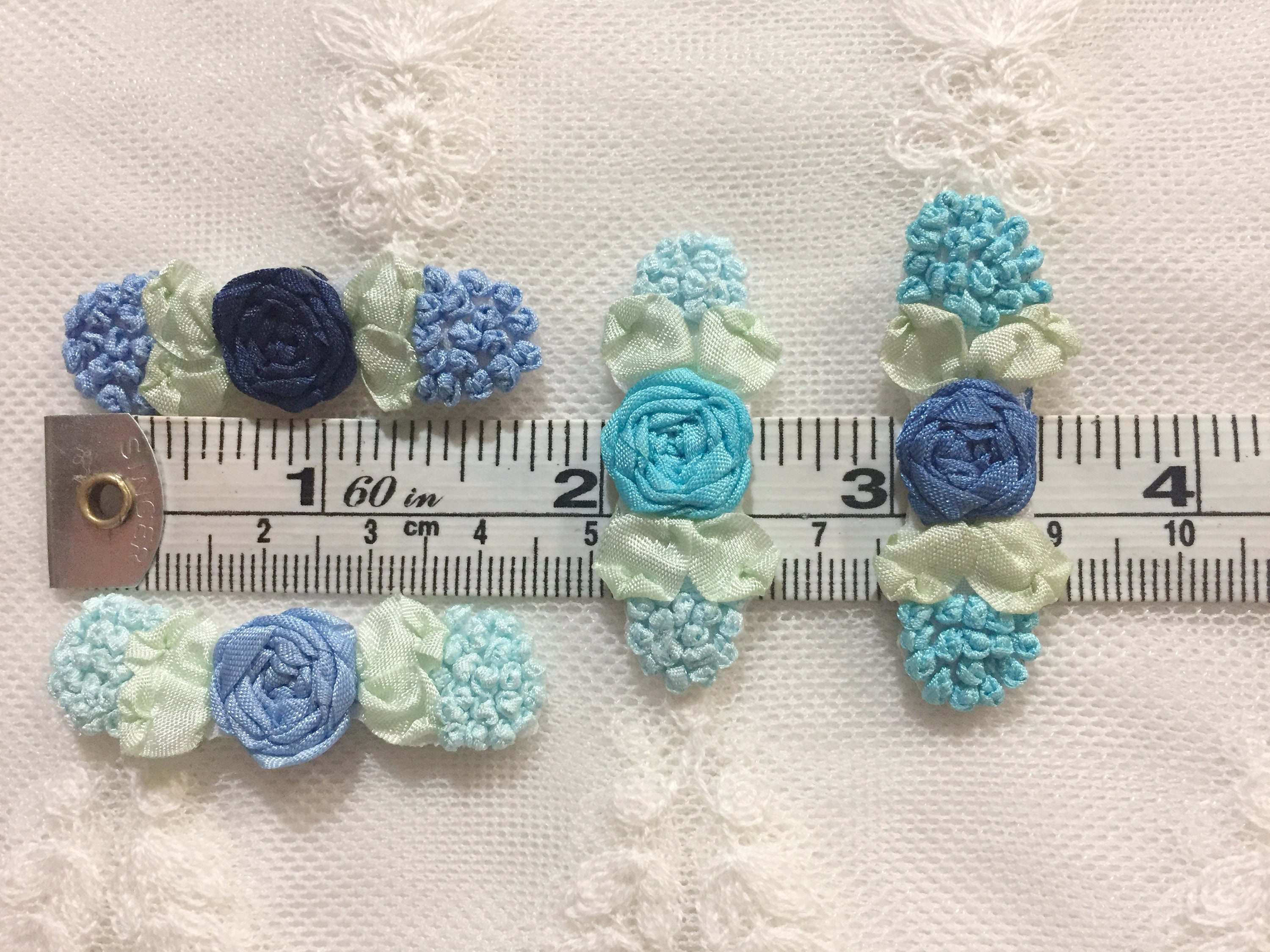 2pcs Vintage Turquoise Blue Navy Blue Light Blue Ribbon HAND ...