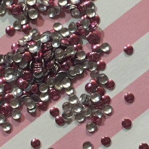 1000pcs 2mm, 3mm Metallic Rose Pink Round Nailheads Studs|Iron On Stud|Hot Fix Nail Heads|Heat Set Nail Studs|Nail Art|Embellishment DIY