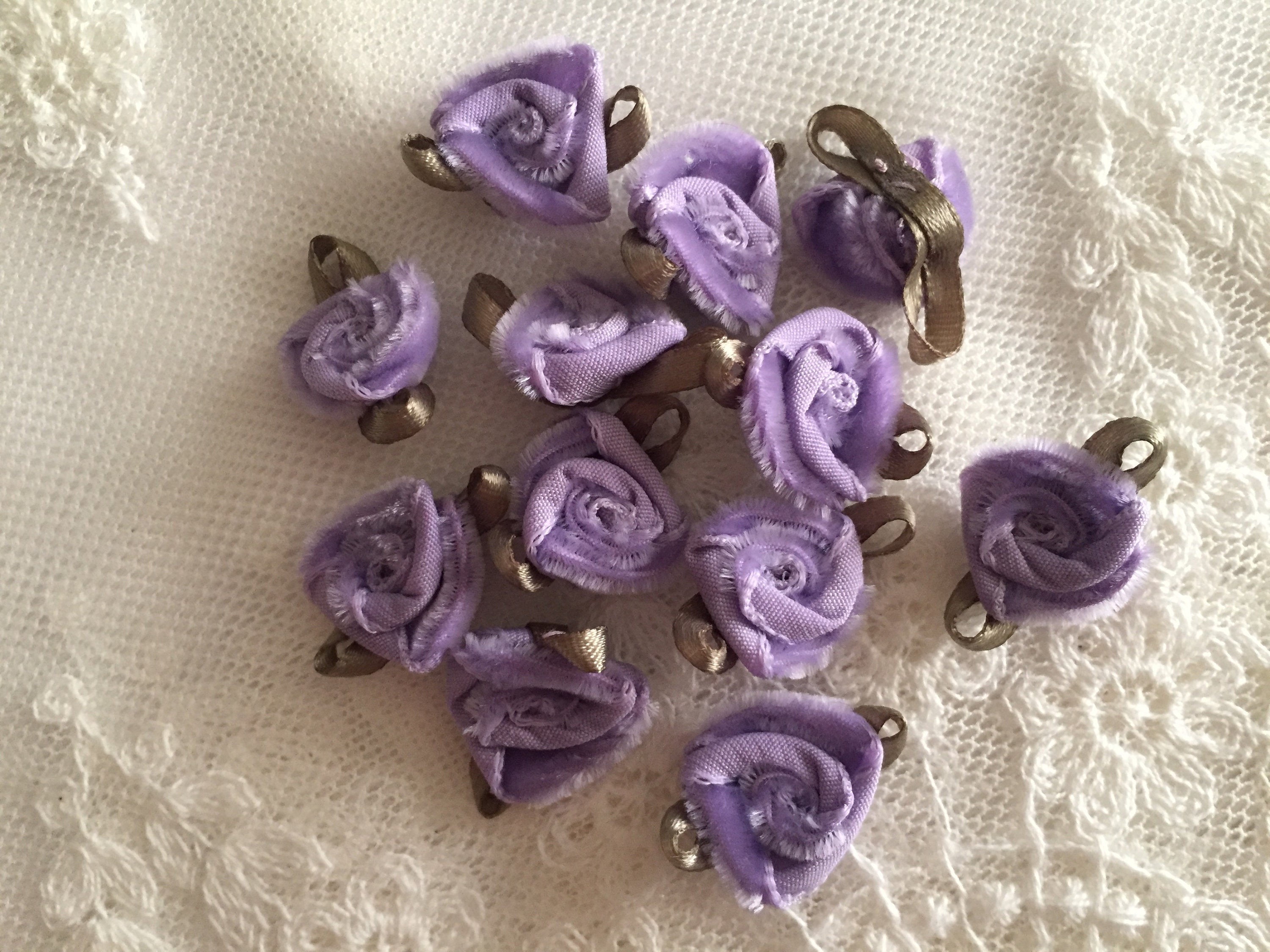 Lilac Ribbon Roses 1 Lilac Purple Velvet Ribbon Roses With Leaves Lilac - Etsy