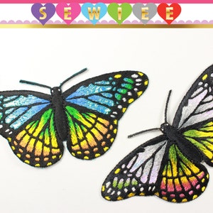 4&quot;X2&quot; Butterflies Iron Sew On Embroidered Patch Applique Badge|Butterfly Applique|Butterfly Iron On Patch|MONARCH BUTTERFLIES