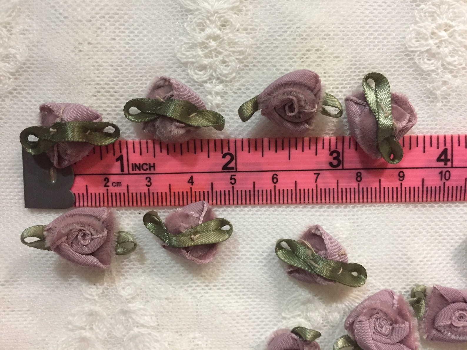 1 Mauve Velvet Ribbon Roses With Leaves Mauve Velvet | Etsy