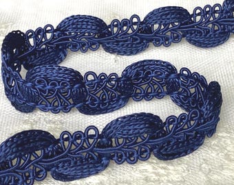 1 yard 3/4" Wide Navy Blue Braid Trim, Braided Trim, Looped Gimp Braid Trim, Decorative Braid Trim Passementerie for DIY Crafting Sewing