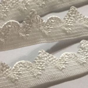 1 yard 1/2" width Vintage Off-White Elastic Trim with Decorative Scalloped Edge|Stretch Elastic for Lingerie Headband DIY Sewing Supplies