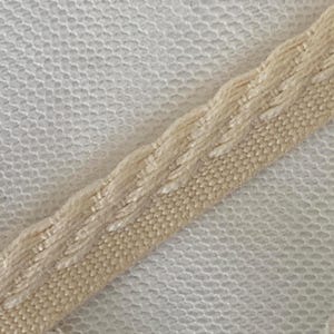 1/4&quot; Ecru 100% Cotton Braided Piping Trim, Braid Flanged Piping Tape, Lip Cord Edge Trim, Natural Cotton Cord for Sewing, Upholstery, Craft