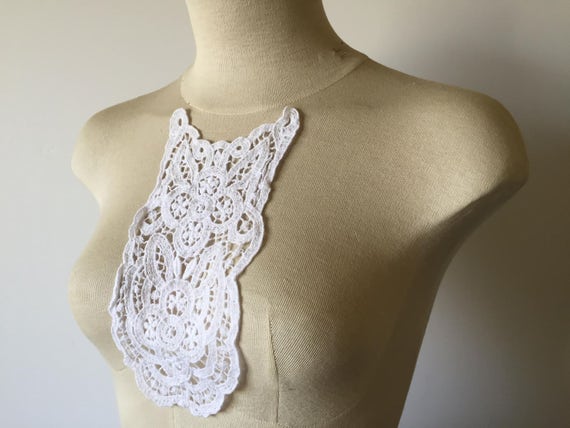 black collar embroidered patch lace YOKE chest applique motif dress costume