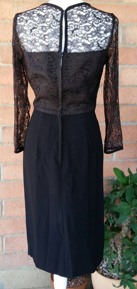 1960's Black Lace Dress Women's Dress Gothic Wedd… - image 4