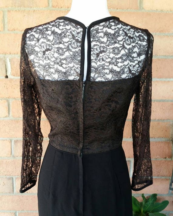 1960's Black Lace Dress Women's Dress Gothic Wedd… - image 5