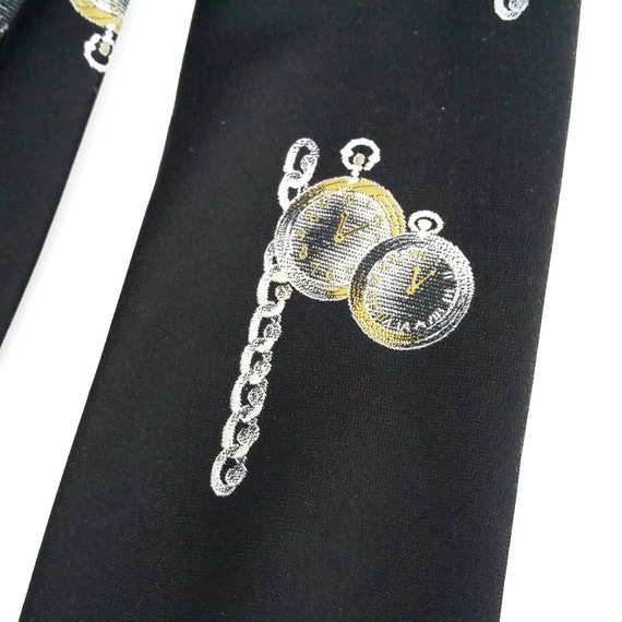 Vintage Pocket Watch novelty mens necktie,Superio… - image 2