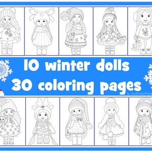 Winter Christmas Printable Doll Coloring Book Adult Coloring ...