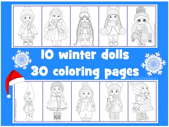 Download Winter Christmas Printable Doll Coloring Book Adult Coloring Etsy