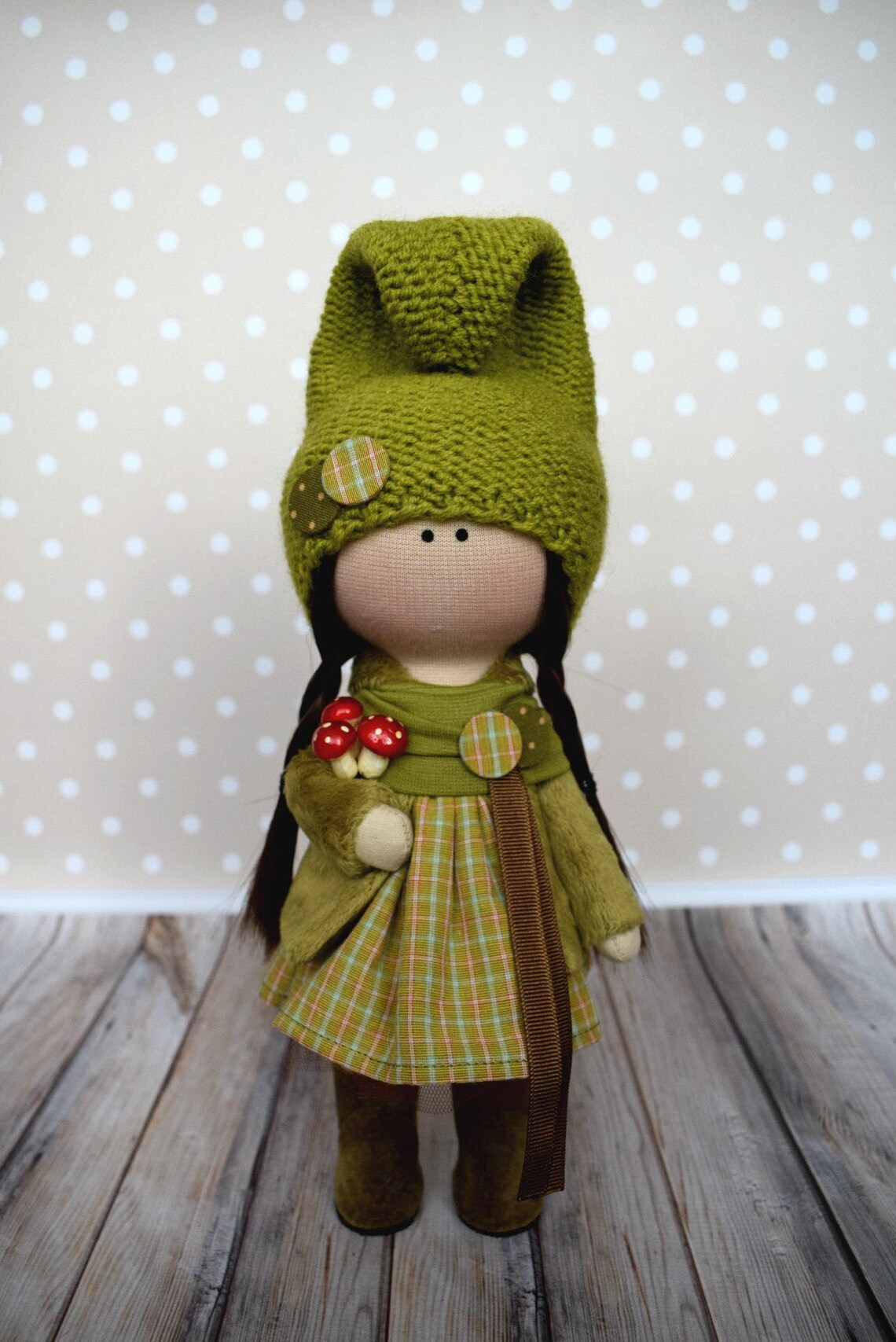 Soft Cloth Doll Textile Tilda Green Doll Rag Baby Doll Gift Etsy