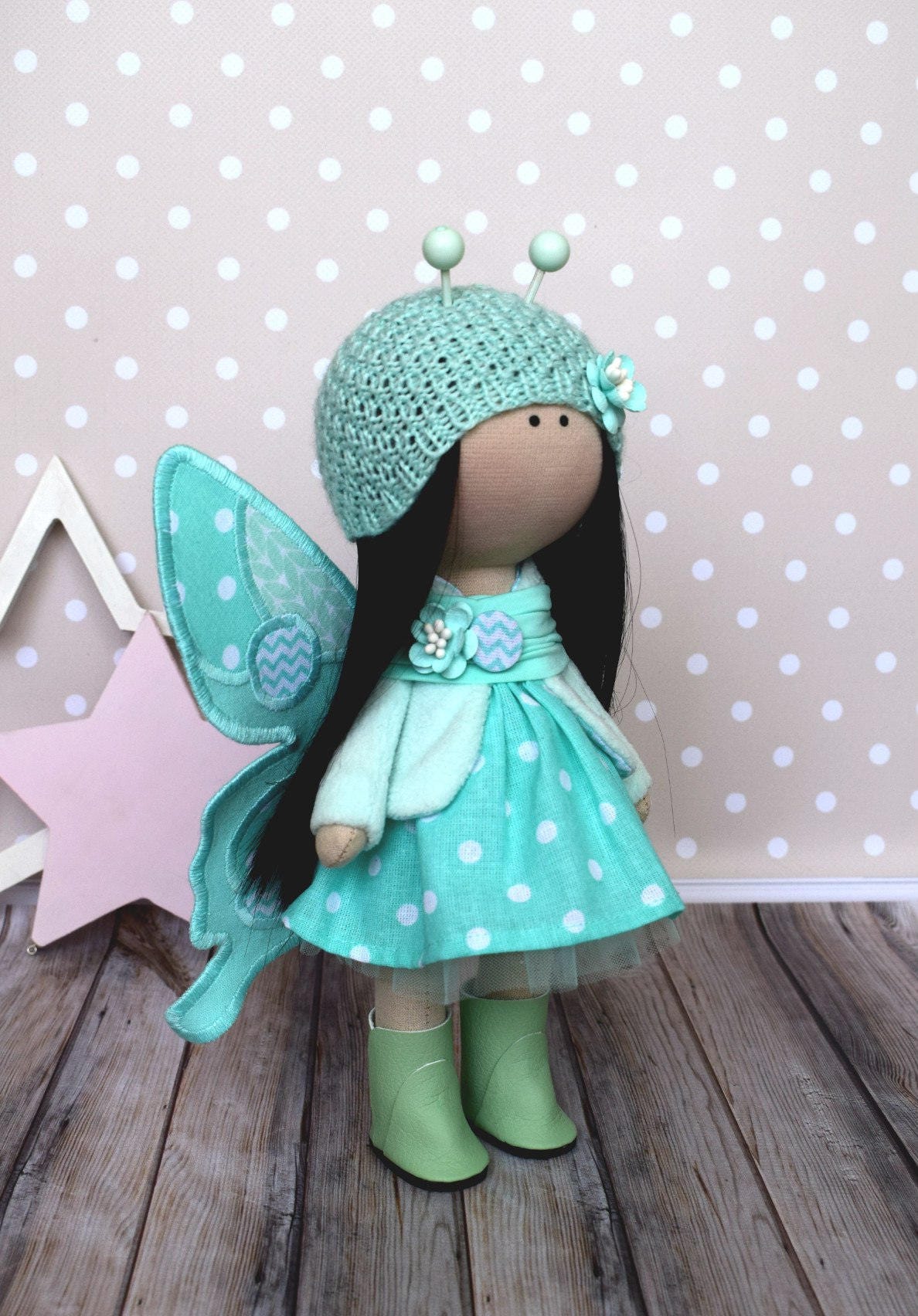 Butterfly Doll Rag Doll Cloth Doll Fabric Doll Textile Doll Etsy