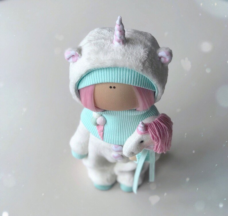Unicorn Art Doll Handmade Fabric Doll Poupée Tilda Doll Etsy