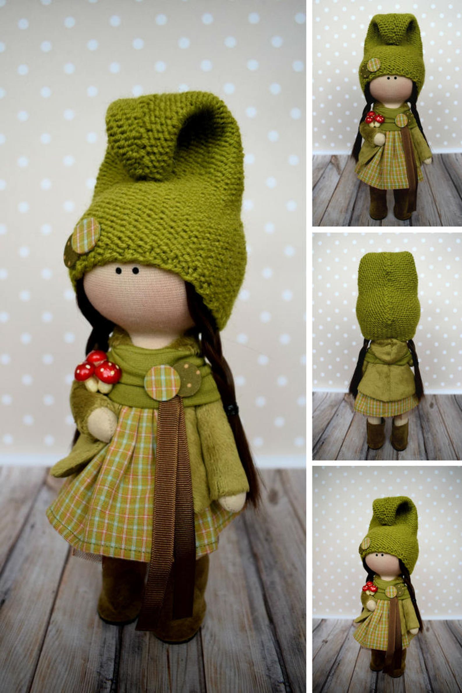 Soft Cloth Doll Textile Tilda Green Doll Rag Baby Doll Gift Etsy