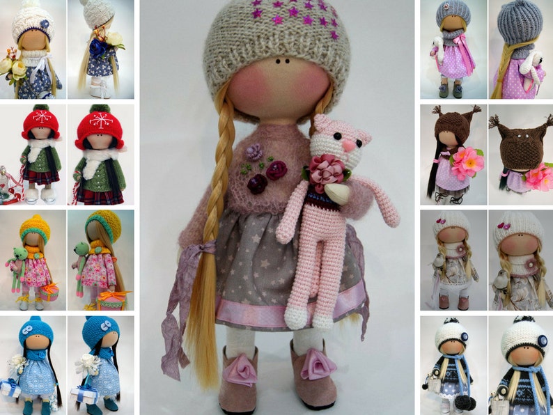 Fabric doll Cloth doll Winter doll Handmade doll Grey doll Etsy