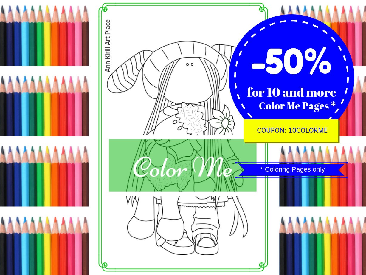 Download Color Me Doll Digital Stamp Handmade Doll Kids Colouring Etsy