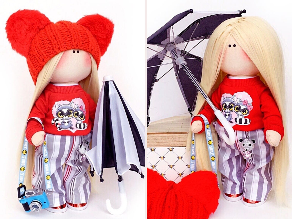 Umbrella Doll Cloth Art Doll Interior Rag Doll Tilda Doll Etsy