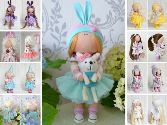 Rabbit doll Bunny doll Interior doll Handmade doll Textile | Etsy