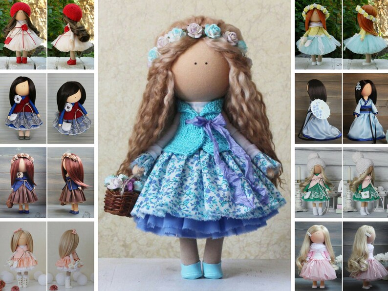 Rag Doll with Blue Hair and Bow - wide 10