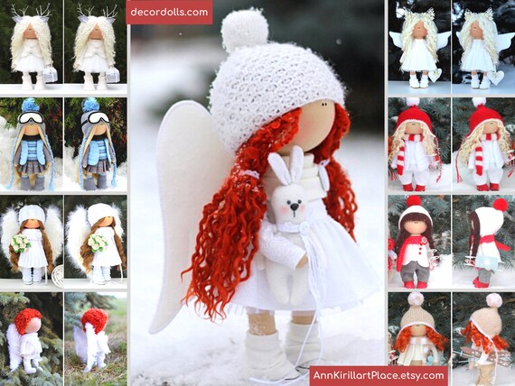 Xmas Tilda Doll, Winter Decor Doll, Christmas Doll Handmade, Interior Rag Doll, Fabric Russian Doll, Textile Art Doll by by Olga P