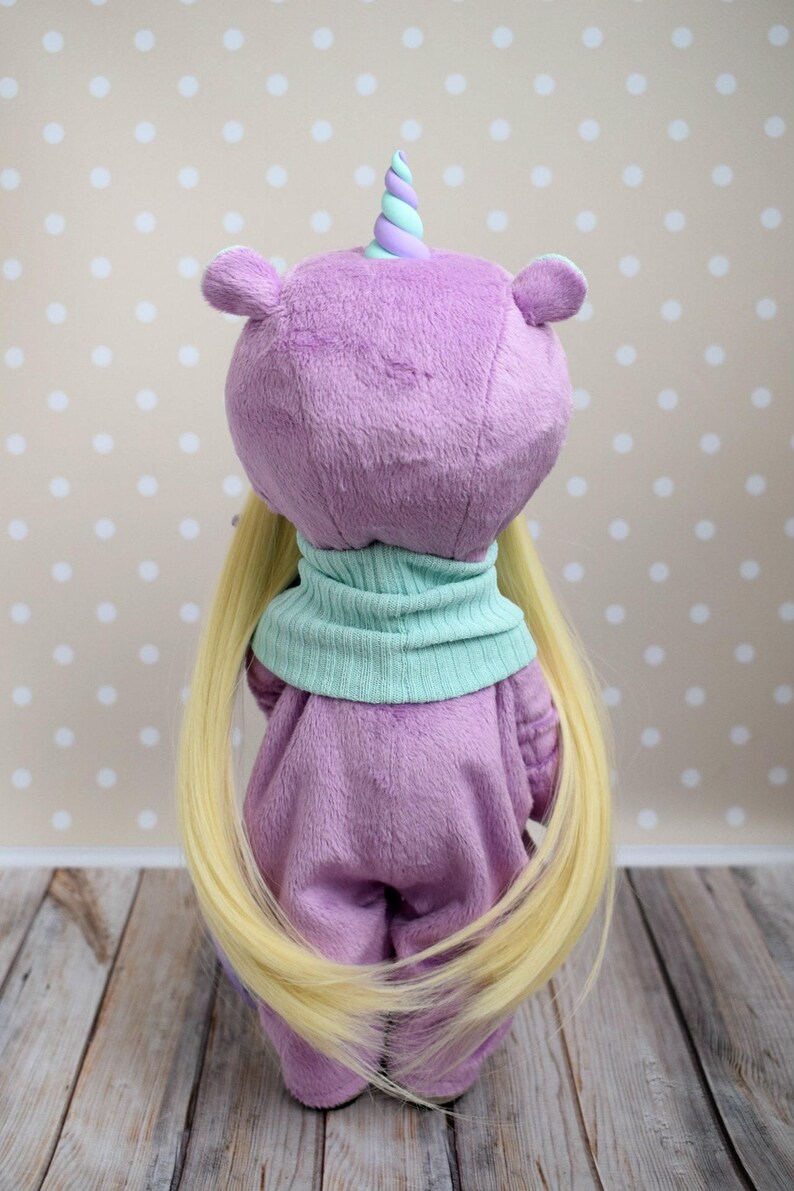 Unicorn Art Doll Handmade Soft Doll Fabric Rag Doll Textile Etsy