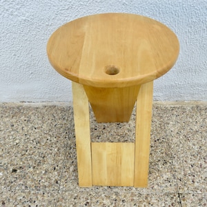 Folding stool, wooden, ROGER TALLON, for SENTOU, 1980 80&#39;s French vintage design stool