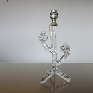 Mid century 1940 1950 40&#39;s 50&#39;s old vintage French tripod, tree and birds crystal lamp