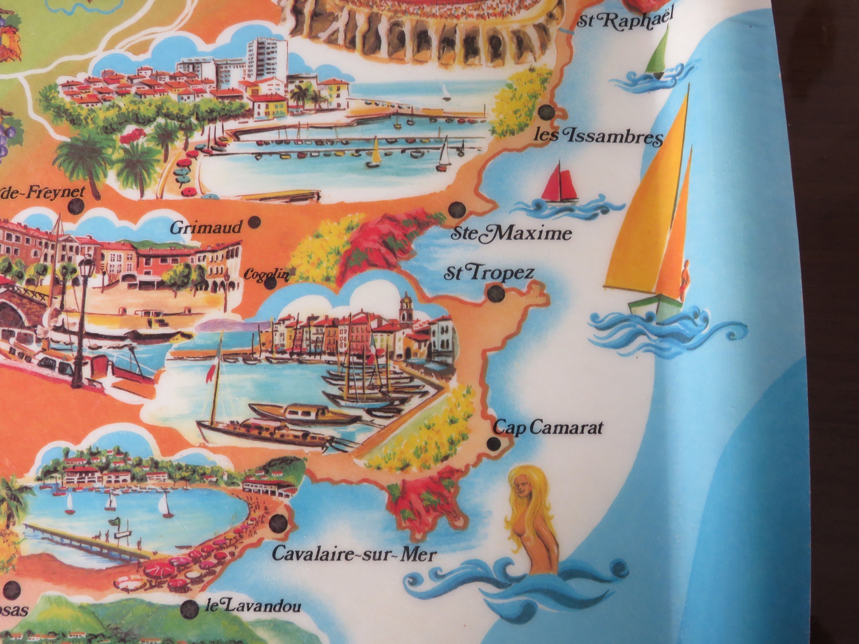 Très Rare Plateau en Fibre de Verre, St Tropez, Le Var France Mid Century 1960 1970 60's 70's French