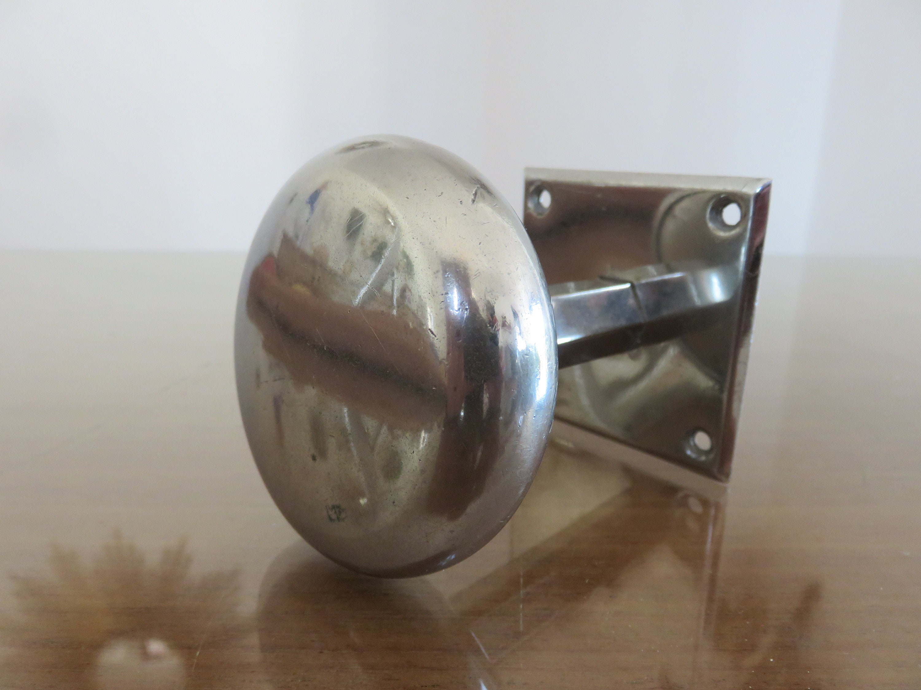 Patère Murale, Porte Manteau en Laiton Chromé, Art Deco Moderniste Mid Century 1940 1950 40's 50's O