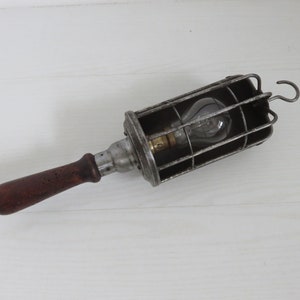 Ancienne lampe baladeuse bois 1920 1930 noire ebene