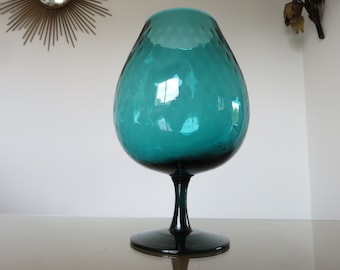 Large vase Italy, Murano, textured glass, blue green turquoise mid century 1960 1970 60&#39;s 70&#39;s old vintage italian green glass vase