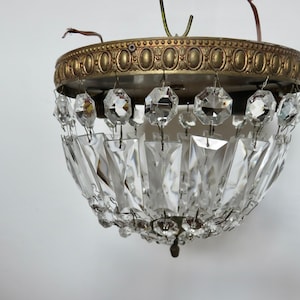 &quot;Hot air balloon&quot; ceiling light with tassels and brass 1970 1980 70&#39;s 80&#39;s old vintage French ceiling lamp